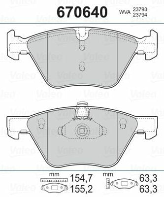 VALEO 670640 | Fren Balata Ön 03-5S-E60-E61